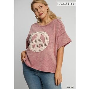 "The Leigha" Mauve Peace Lace Applique Top